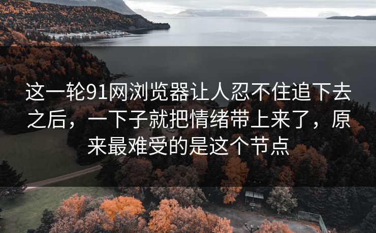 这一轮91网浏览器让人忍不住追下去之后，一下子就把情绪带上来了，原来最难受的是这个节点