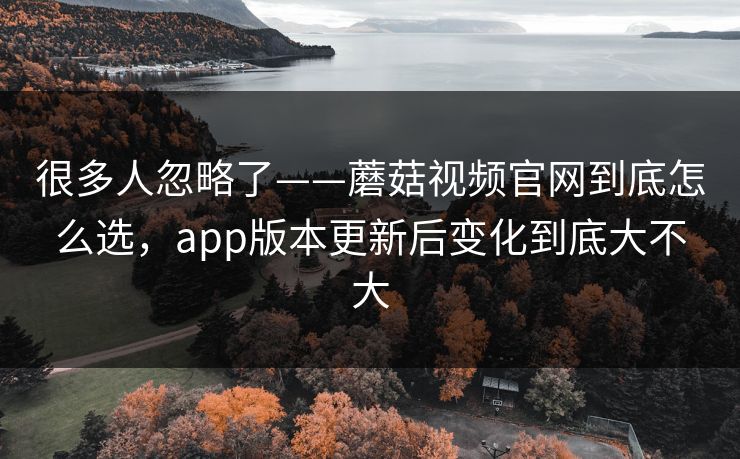 很多人忽略了——蘑菇视频官网到底怎么选，app版本更新后变化到底大不大