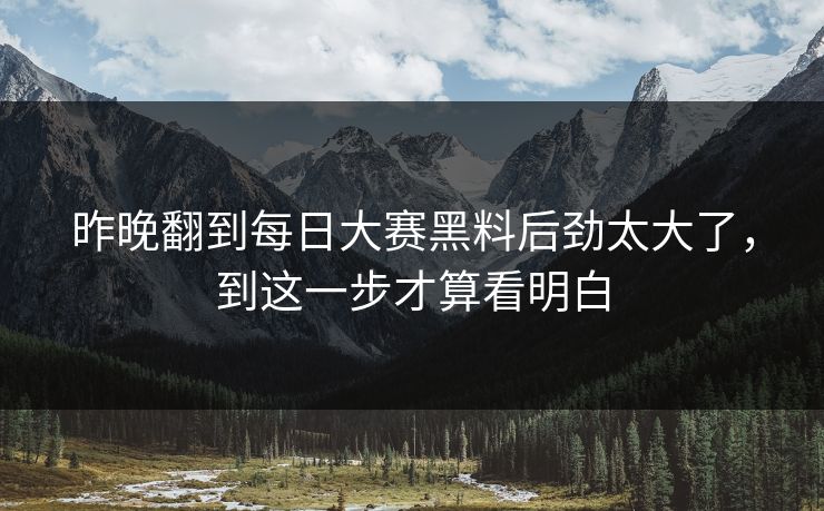 昨晚翻到每日大赛黑料后劲太大了，到这一步才算看明白