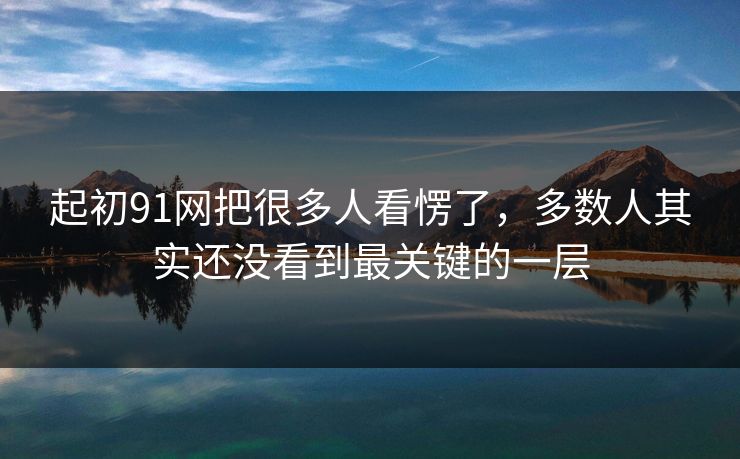 起初91网把很多人看愣了，多数人其实还没看到最关键的一层
