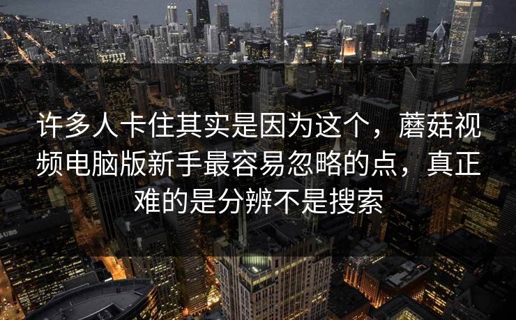许多人卡住其实是因为这个，蘑菇视频电脑版新手最容易忽略的点，真正难的是分辨不是搜索