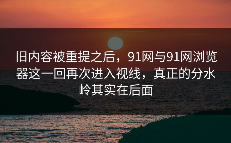 旧内容被重提之后，91网与91网浏览器这一回再次进入视线，真正的分水岭其实在后面