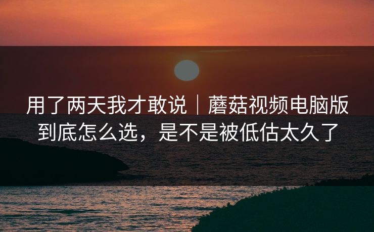 用了两天我才敢说｜蘑菇视频电脑版到底怎么选，是不是被低估太久了