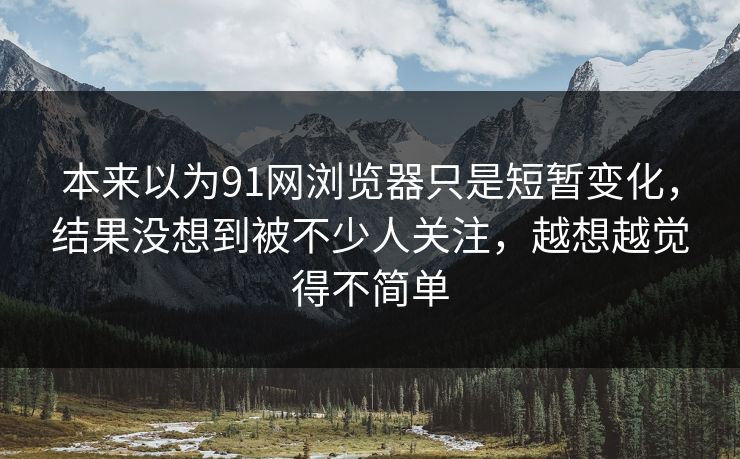 本来以为91网浏览器只是短暂变化，结果没想到被不少人关注，越想越觉得不简单