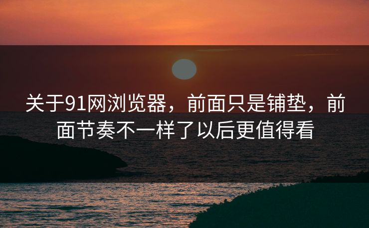 关于91网浏览器，前面只是铺垫，前面节奏不一样了以后更值得看